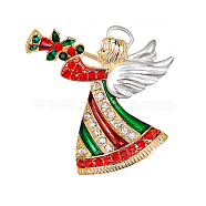 Christmas Angel Enamel Pin, Golden Alloy Brooch for Backpack Clothes, Colorful, 46x42mm(XMAS-PW0001-255)