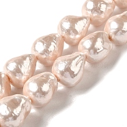 Electroplated Shell Pearl Beads Strands, Nuggets, PeachPuff, 14~16x12~13mm, Hole: 1.2mm, about 27pcs/strand, 15.75''(40cm)(BSHE-G035-01A-07)