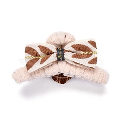 Plastic Claw Hair Clips, Covered with Wool and Cloth, Bowknot & Flower, Sienna, 81x45x41mm(PHAR-D010-03)