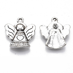 Tibetan Style Alloy Pendants, Cadmium Free & Lead Free, Angel, Antique Silver, 21x19x3mm, Hole: 1.5mm, about 355pcs/1000g(TIBE-S320-030AS-LF)