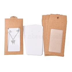 Paper Boxes, with Necklace & Earring Jewelry Display Cards and Clear PVC Window, Packaging Boxes, Rectangle, BurlyWood, 15.4x6.7x0.1cm, Hole: 8mm, Window: 85x44mm(CON-L021-05)
