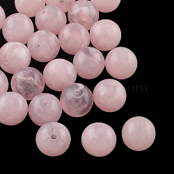 Round Imitation Gemstone Acrylic Beads, Pearl Pink, 8mm, Hole: 2mm(X-OACR-R029-8mm-25)