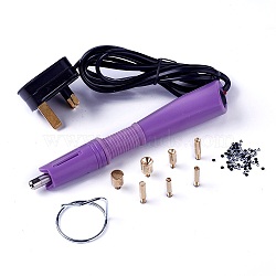 Hotfix Rhinestone Applicator Tool, UK Plug, with Random Color SS16 Rhinestone, Medium Purple, 18.5x4x2.3cm(TOOL-J011-02B)