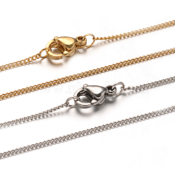304 Stainless Steel Twisted Chain Necklaces, with Lobster Claw Clasps, Mixed Color, 17.7 inch(45cm), 1mm(NJEW-M151-19)