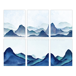 Chemical Fiber Oil Canvas Hanging Painting, Home Wall Decoration, Rectangle, Mountain Pattern, 250x200mm, 6 style, 1pc/style, 6pcs/set(AJEW-WH0173-128)