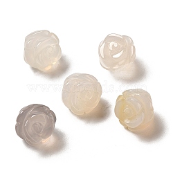 Natural Grey Agate Carved Flower Beads, Rose, 8.5~10x10x10.5mm, Hole: 1mm(G-O156-B-35)