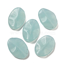 Dyed Natural White Jade Beads, Water Ripple Oval Beads, Medium Aquamarine, 21~22x15~16x5~6mm(G-B070-23)