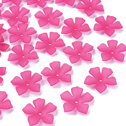 Transparent Acrylic Beads, Frosted, Flower, Cerise, 25.5x26.5x4.5mm, Hole: 2mm, about 900pcs/500g(MACR-S373-119-D17)