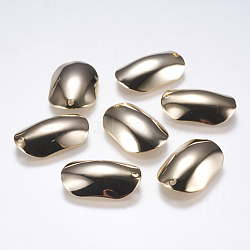 Brass Pendants, Oval, Real 18K Gold Plated, 24x15.5x3mm, Hole: 1.5mm(KK-F738-25G)
