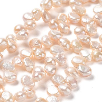 Natural Cultured Freshwater Pearl Beads Strands, Grade 4A+, Two Sides Polished, Beige, 8~10x6.5~7x5~6mm, Hole: 0.5mm, about 80pcs/strand, 16.42''(41.7cm)