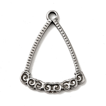 Tibetan Style 304 Stainless Steel Pendants, Triangle Charms, Antique Silver, 24x18x1.5mm, Hole: 2mm