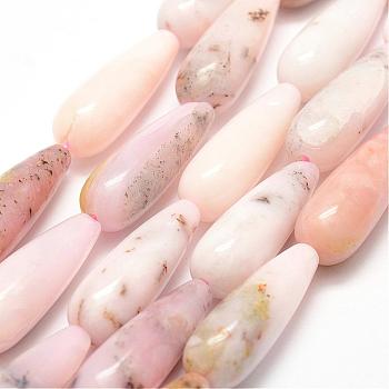 Natural Pink Opal Beads Strands, teardrop, 30x10mm, Hole: 2mm, about 11pcs/strand, 15.7 inch(40cm)