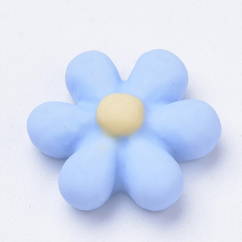 Resin Cabochons, Flower, Light Blue, 16x6mm