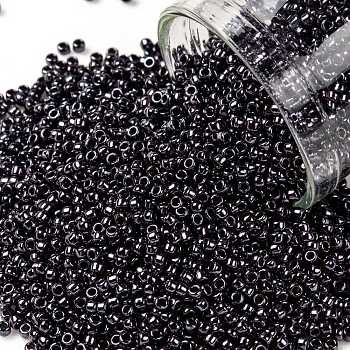 TOHO Round Seed Beads, Japanese Seed Beads, (90) Metallic Amethyst Gun Metal, 15/0, 1.5mm, Hole: 0.7mm, about 3000pcs/bottle, 10g/bottle
