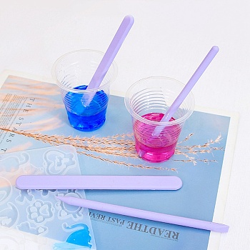 Reusable Non-stick Silicone Mixing Sticks, for UV Resin & Epoxy Resin Craft Making, Lilac, 136~162x6.5~15.5x5mm