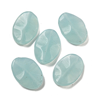 Dyed Natural White Jade Beads, Water Ripple Oval Beads, Medium Aquamarine, 21~22x15~16x5~6mm
