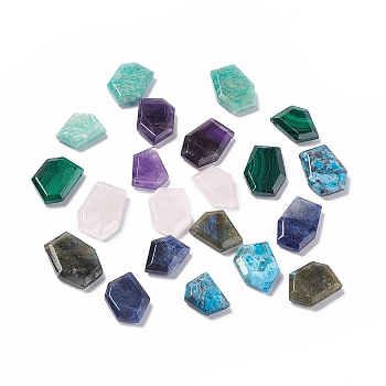 Natural Mixed Gemstone Pendants, Polygon Charms, 21~26x16~19x6mm, Hole: 1.4mm