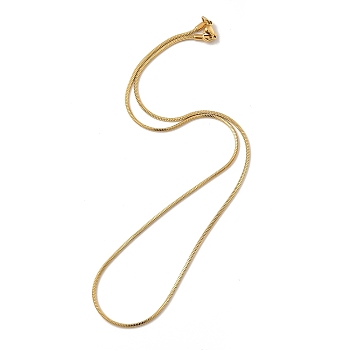 Ion Plating(IP) 304 Stainless Steel Square Snake Chain Necklaces, with Lobster Claw Clasps, Real 18K Gold Plated, 17.95 inch(45.6cm), 1.5mm