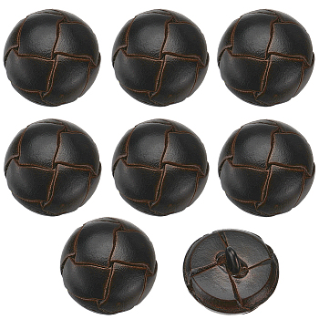 8Pcs 1-Hole Cowhide Shank Buttons, with Alloy Finding and Resin inside, for Suit and Coat, Half Round, Coconut Brown, 18mm, Hole: 4x2mm