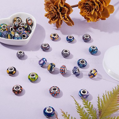 34pcs 17 couleurs perles européennes en pâte polymère faites à la main(CLAY-SZ0001-52)-2