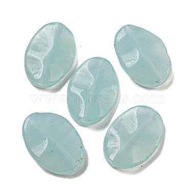 Medium Aquamarine Oval White Jade Beads