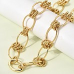 13MM Brass Oval Link Chain Necklaces, Rack Plating, Long-Lasting Plated, Cadmium Free & Lead Free, Real 18K Gold Plated, 21.34 inch(54.2cm)(NJEW-L013-02G)
