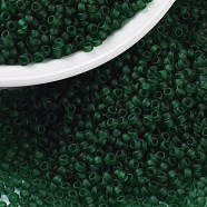 MIYUKI Round Rocailles Beads, Japanese Seed Beads, 15/0, (RR156F) Matte Transparent Dark Emerald, 1.5mm, Hole: 0.7mm, about 27777pcs/50g(SEED-X0056-RR0156F)