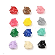 Opaque Spray Painted Acrylic Beads, House, Mixed Color, 16x17x8mm, Hole: 3.2mm(OACR-P020-04)