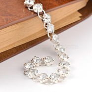 Handmade Brass Rhinestone Link Chains for Necklaces Bracelets Making, Unwelded, with Iron Jump Rings, Silver Color Plated, 39.4 inch, about 141pcs/strand(AJEW-JB00154)