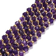 Natural Amethyst Beads Strands, with Seed Beads, Faceted, Diagonal Cube Beads, Grade A, 5~6x5~6x4~5mm, Hole: 1mm, about 49~55pcs/strand, 15.35''~15.75''(39~40cm)(G-P463-23)