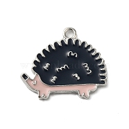 Winter Theme Alloy Enamel Pendants, Platinum, Hedgehog, 19x22x1.7mm, Hole: 1.8mm(ENAM-M002-04K-P)