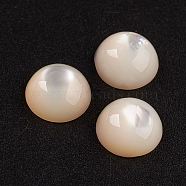 Natural White Shell Mother of Pearl Shell Cabochons, Half Round/Dome, 9x4mm(SSHEL-G014-13)