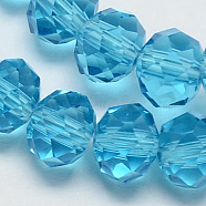 Handmade Glass Beads, Faceted Rondelle, Turquoise, 16x12mm, Hole: 1mm, about 48pcs/strand(X-G02YI0M6)