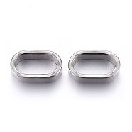 304 Stainless Steel Slide Charms/Slider Beads, For Leather Cord Bracelets Making, Oval, Stainless Steel Color, 15x9x5mm, Hole: 12x6mm(STAS-O110-15P)