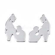 201 Stainless Steel Pendants, Family, Stainless Steel Color, 37x24x1mm, Hole: 2mm(STAS-N098-068P)
