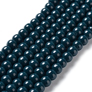 Painted Glass Bead Strands, Baking Paint, Round, Teal, 6mm, Hole: 1.3~1.6mm, about 133pcs/strand, 31.4 inch(DGLA-S071-6mm-B39)