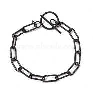 304 Stainless Steel Paperclip Chains Bracelet for Women, Electrophoresis Black, 9-1/2 inch(24cm)(BJEW-H541-07EB)