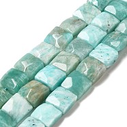 Natural Amazonite Beads Strands, Faceted, Square, 10x10x6mm, Hole: 0.9~1mm, about 19~20pcs/strand, 7.09~7.48 inch(18~19cm)(G-G980-07)
