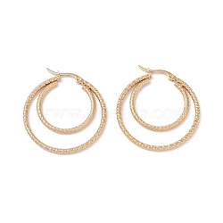 304 Stainless Steel Hoop Earrings, Double Ring, Golden, 37.5x35x2mm, Pin: 0.7mm(EJEW-F272-07G)