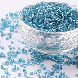 11/0 Two Cut Glass Seed Beads, Hexagon, Silver Lined Round Hole, Cyan, Size: about 2.2mm in diameter, about 37500pcs/Pound(CSDB23)