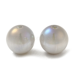 Iridescent Opaque Resin Beads, Candy Beads, Round, Gainsboro, 12x11.5mm, Hole: 2mm(RESI-Z015-01A-06)