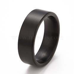 Ion Plating(IP) 304 Stainless Steel Plain Band Finger Ring for Men Women, Electrophoresis Black, 8mm, Inner Diameter: 16.5~21.4mm(RJEW-E062-A01)