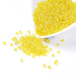 MGB Matsuno Glass Beads, Japanese Seed Beads, 6/0 Transparent Rainbow Glass Round Hole Seed Beads, Yellow, 3.5~4x2.5~3mm, Hole: 1.4mm; about 7000pcs/bag, 450g/bag(SEED-Q033-3.6mm-5R)