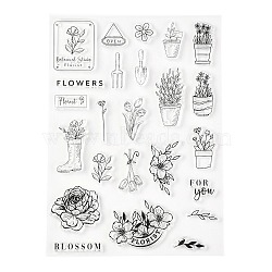 Silicone Clear Stamps, for Card Making Decoration DIY Scrapbooking, Flower Pattern, 21x15x0.3cm(DIY-A013-05)