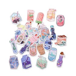 50Pcs Cartoon Drinking Bottle Paper Sticker Label Set, Adhesive Label Stickers, for Suitcase & Skateboard & Refigerator Decor, Mixed Color, 50~75x23~55x0.3mm(DIY-G066-06)