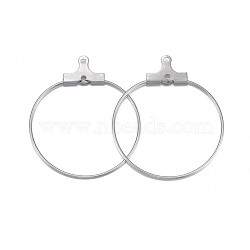316 Surgical Stainless Steel Hoop Earring Findings, Ring, Stainless Steel Color, 29x25.5x0.7mm, 21 Gauge, Hole: 1mm(STAS-P238-09P-02)