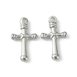 Non-Tarnish 304 Stainless Steel Pendants, Cross Charms, Stainless Steel Color, 22x13x3mm, Hole: 2mm(STAS-F294-01E-P)