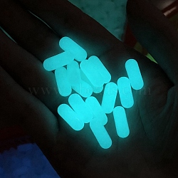 Synthetic Luminous Stone Beads, Glow in the Dark, Capsule Shape, No Hole, Light Blue, 15x6mm(PW-WG61570-03)