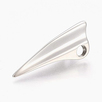 304 Stainless Steel Pendants, Fang, Stainless Steel Color, 29x8x9mm, Hole: 3.5mm