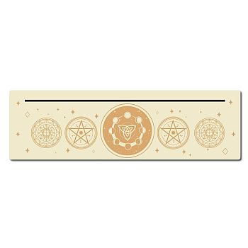 Natural Wood Card Stand for Tarot, Display Stand for Witch Divination Tools, Rectangle, Bisque, Star Pattern, 253x76x5mm